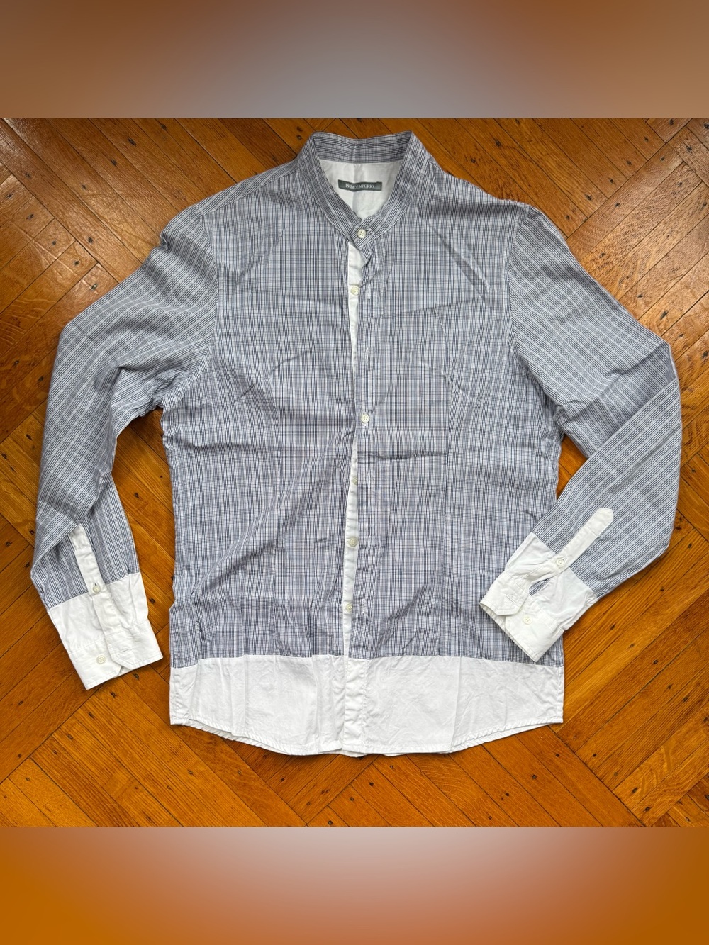 Primo Emporio Light Blue Checked Contrast Hem Men's Shirt